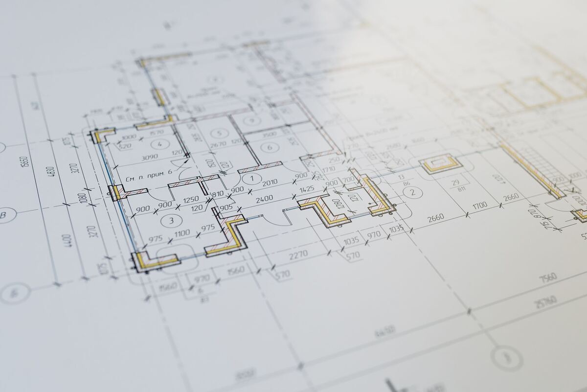 Close-up of an architectural floor plan drawing